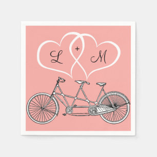 Serviette En Papier Bicyclette pour deux coeurs Mariage personnalisé N