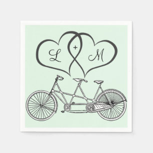 Serviette En Papier Bicyclette pour deux coeurs Mariage personnalisé N