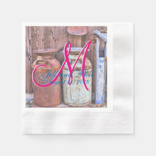 Serviette En Papier Bidons de Lait Métal Vintage Rustique Antique Mono