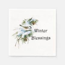 "Bienheureux d'hiver" Papier serviettes Chickadee