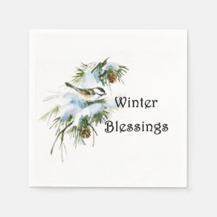 Serviette En Papier "Bienheureux d'hiver" Papier serviettes Chickadee