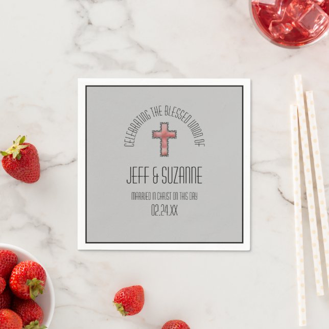 Serviette En Papier Bienheureux Mariage Union Napkins (En situation)