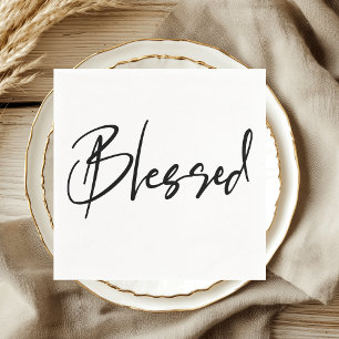 Serviette En Papier Bienheureux Script Minimaliste Thanksgiving