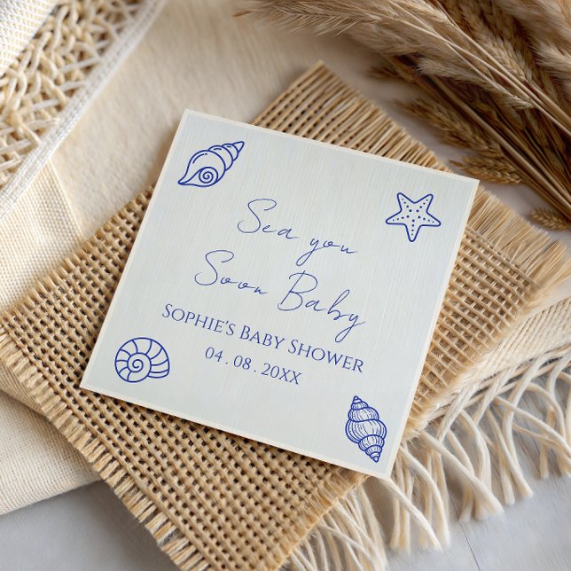 Serviette En Papier Bientôt à la mer Bébé Fête de Naissance Côtière (Créateur téléchargé)