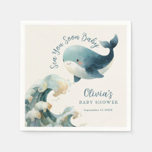 Serviette En Papier Bientôt de nouveau ensemble Baleine Océan Baby Sho