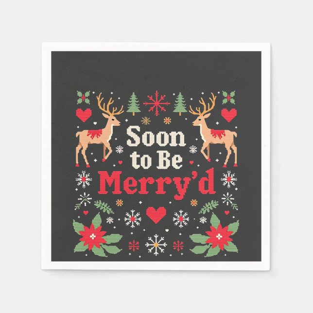 Serviette En Papier Bientôt des couples de Noël drôles et joyeux  (Devant)