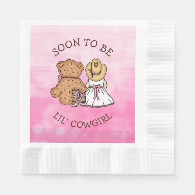 Serviette En Papier Bientôt être Lil' Cowgirl | Baby shower de fille (Devant)