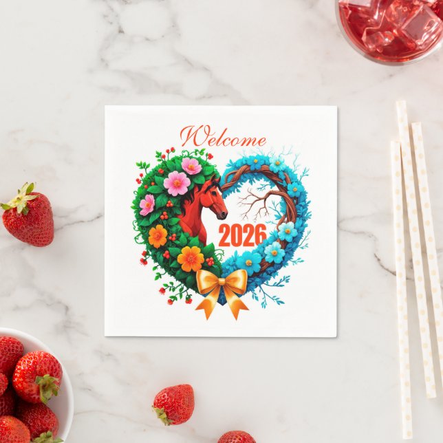 Serviette En Papier Bienvenue 2026 (En situation)
