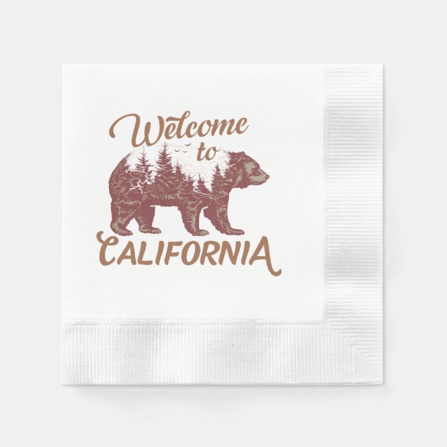 Serviette En Papier Bienvenue à California Bear Forest (Devant)