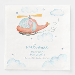 Serviette En Papier Bienvenue à la Baby Shower de l'Éléphant Bleu Mign