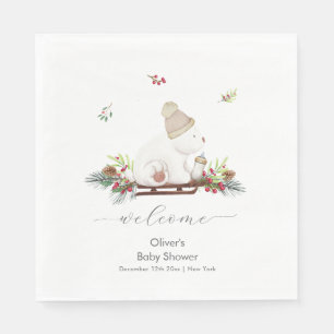 Serviette En Papier Bienvenue à la Baby Shower de l'Ours Polaire de Tr