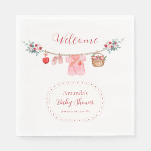 Serviette En Papier Bienvenue à la Baby Shower Fille Rose Pomme Linger