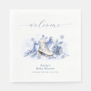 Serviette En Papier Bienvenue à la Baby Shower Flocon de Neige d'Hiver