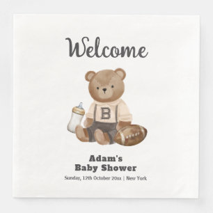 Serviette En Papier Bienvenue à la Baby Shower Foot Sport On Attend Av