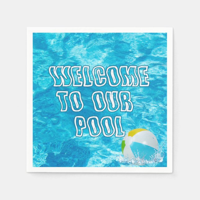 Serviette En Papier Bienvenue à la piscine (Devant)