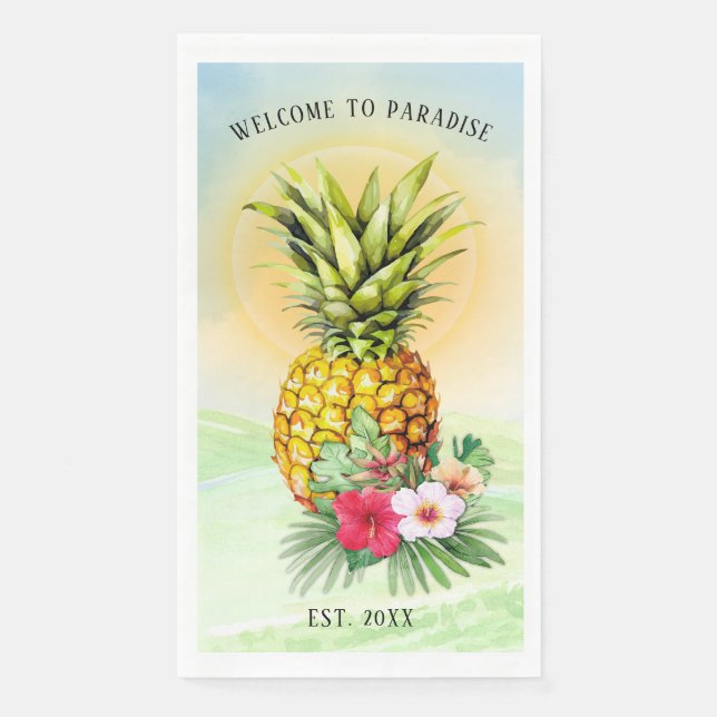 Serviette En Papier Bienvenue à Paradise Pineappy Paper Napkins (Devant)