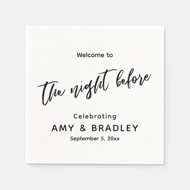 Serviette En Papier Bienvenue à The Night Before Handwriting Typograph (Devant)