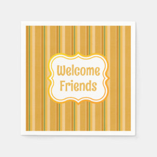 Serviette En Papier Bienvenue Amis Livre vert Jaune Orange