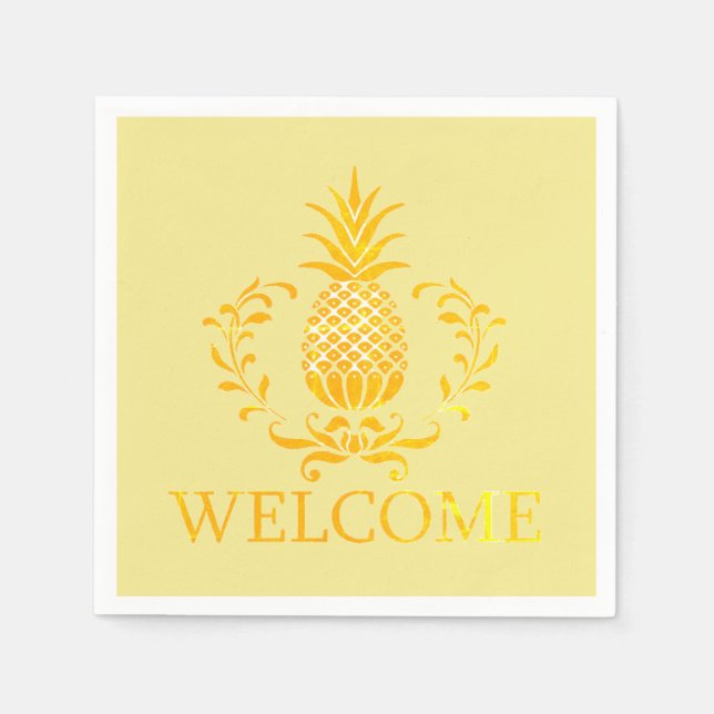 Serviette En Papier Bienvenue Ananas Élégant (Devant)