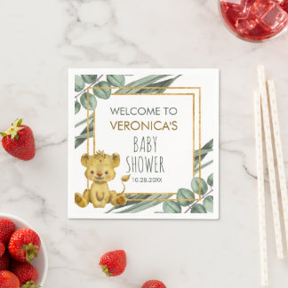 Serviette En Papier Bienvenue au Baby shower de Lion Jungle Safari