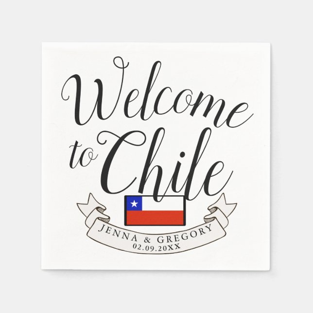 Serviette En Papier Bienvenue au Chili | Personnalisation du mariage d (Devant)