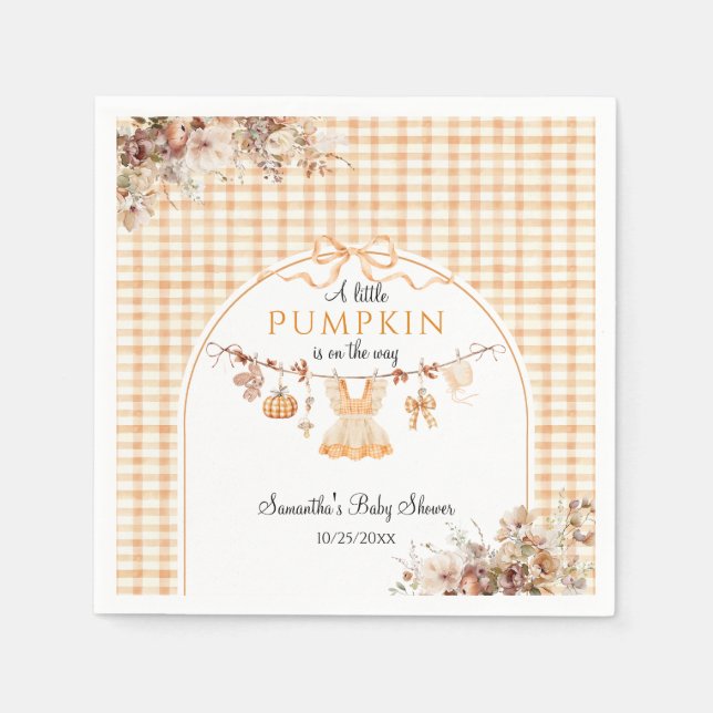 Serviette En Papier Bienvenue Citrouille Girl Baby shower d'automne mo (Devant)