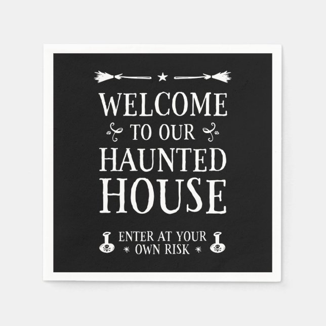 Serviette En Papier Bienvenue Dans Notre Maison Hantée (Devant)