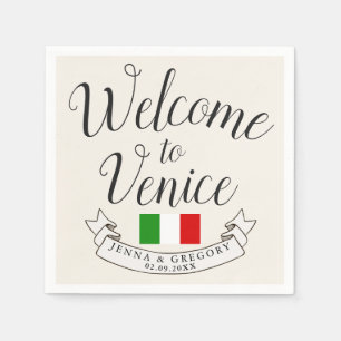 Serviette En Papier Bienvenue en Italie   Personnalisation du mariage