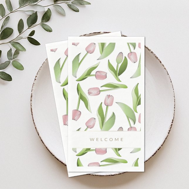 Serviette En Papier Bienvenue Fleur Moderne de Tulipe Rose (Créateur téléchargé)