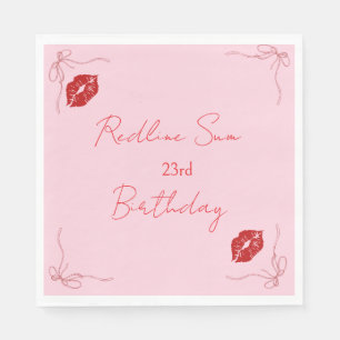 Serviette En Papier Bienvenue moderne avec un nœud rose chic pour anni