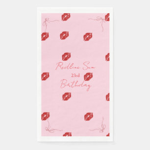 Serviette En Papier Bienvenue moderne avec un nœud rose sassy pour ann