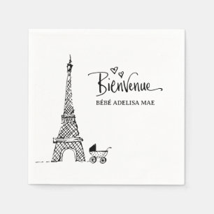 Serviette En Papier Bienvenue Paris Doodle Baby shower de croquis