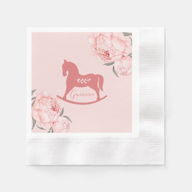 Serviette En Papier Bienvenue Petite Dame Blush Pink Peony (Devant)
