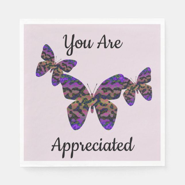 Serviette En Papier Bienvenue Retour Bright Butterflies Business Emplo (Devant)