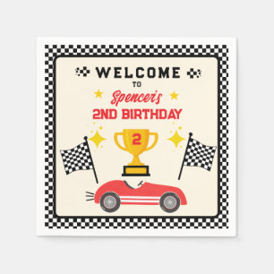 Serviette En Papier Bienvenue sur la voiture de course rouge vintage p
