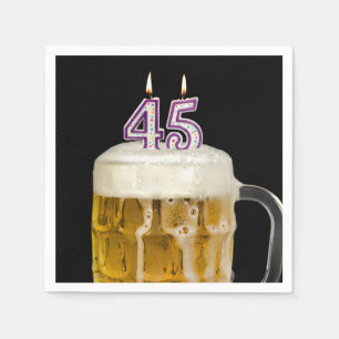 Serviette En Papier Bière 45e anniversaire en noir