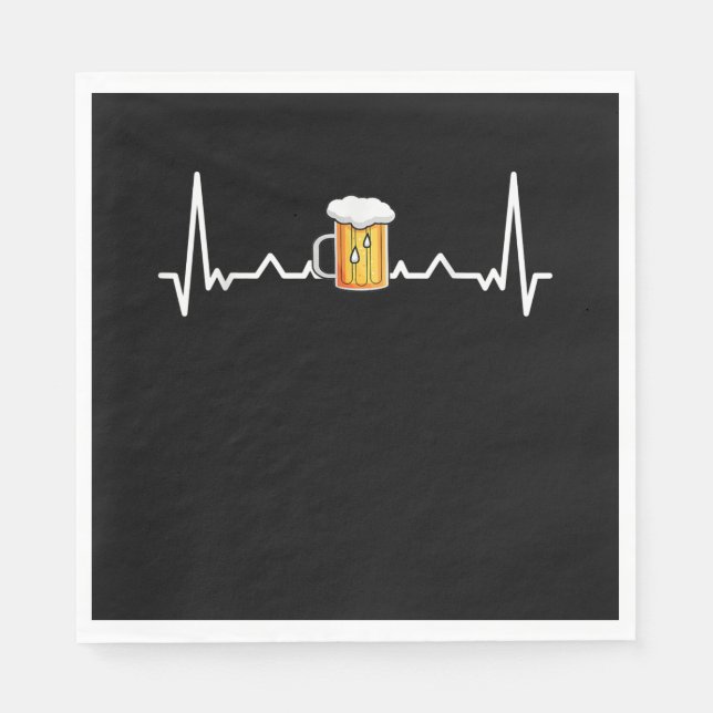 Serviette En Papier Bière Boire de l'alcool Heartbeat Cadeau (Devant)
