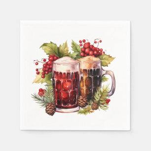 Serviette En Papier Bière d'aquarelle de Noël festive