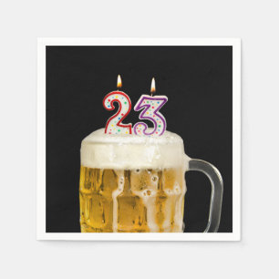 Serviette En Papier Bière du 23e anniversaire en noir
