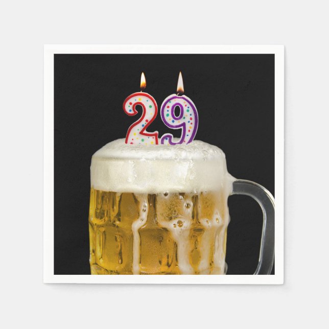Serviette En Papier Bière du 29e anniversaire en noir (Devant)
