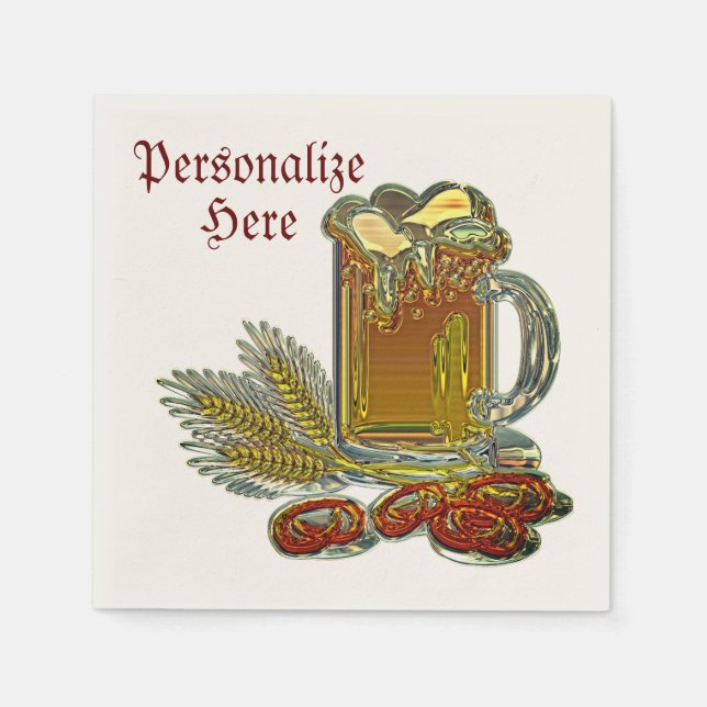 Serviette En Papier Bière et bretzels oktoberfest pub bar (Devant)