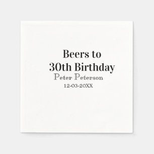 Serviette En Papier Bière jusqu'à la 30e année nom date homme élégantS
