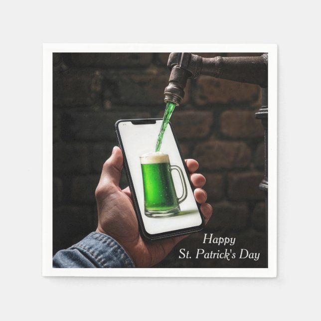 Serviette En Papier Bière verte de la Saint-Patrick (Devant)
