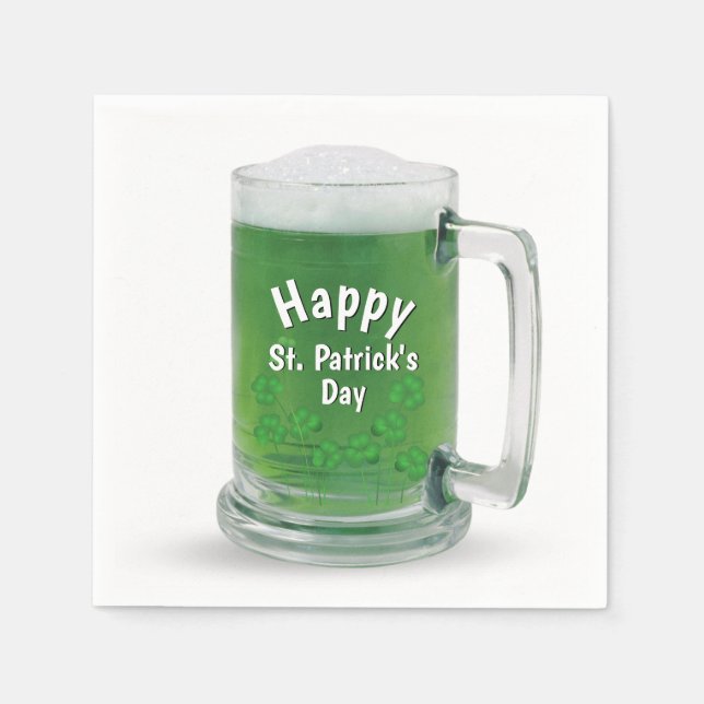 Serviette En Papier Bière verte de la Saint-Patrick (Devant)