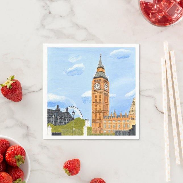 Serviette En Papier Big Ben Paper Napkin (En situation)