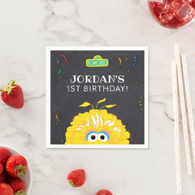 Serviette En Papier Big Bird Chalkboard Confetti Birthday (En situation)