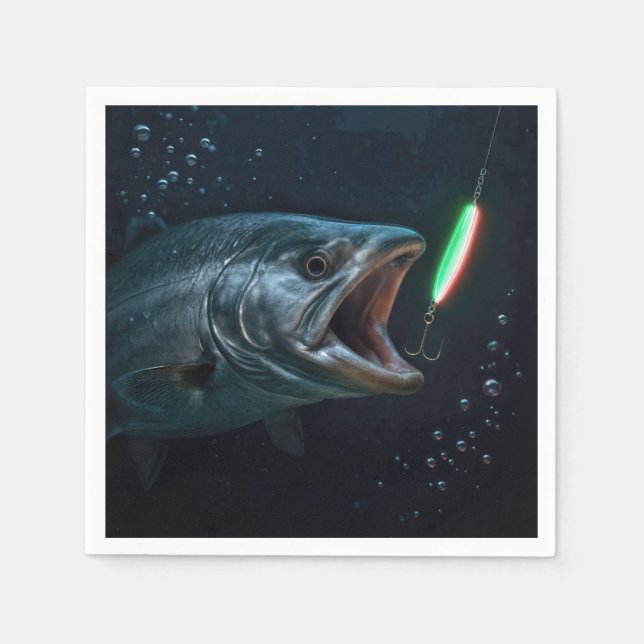 Serviette En Papier Big Fish with Neon Lure (Devant)