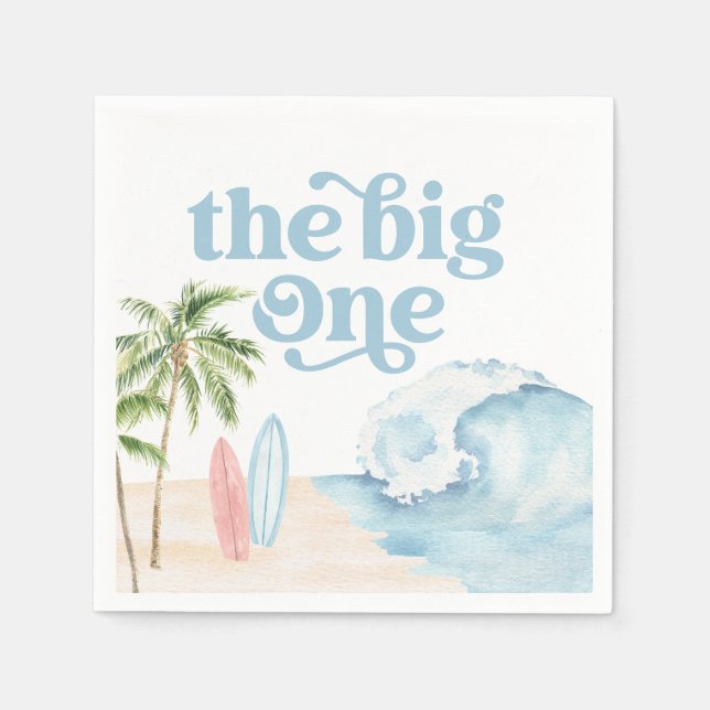 Serviette En Papier Big One Beach Surf 1er anniversaire (Devant)
