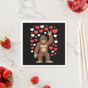 Serviette En Papier Bigfoot Saint-Valentin Drôles de cœurs Sasquatch