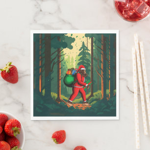 Serviette En Papier Bigfoot Santa Claus sac de cadeaux